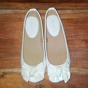 ALDO white bow flats